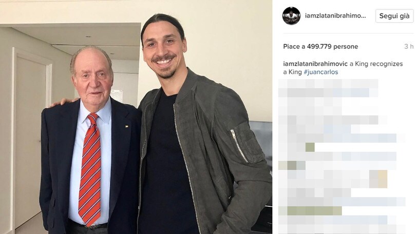 Ibrahimovic, foto con Juan Carlos: «Un re riconosce un altro re»