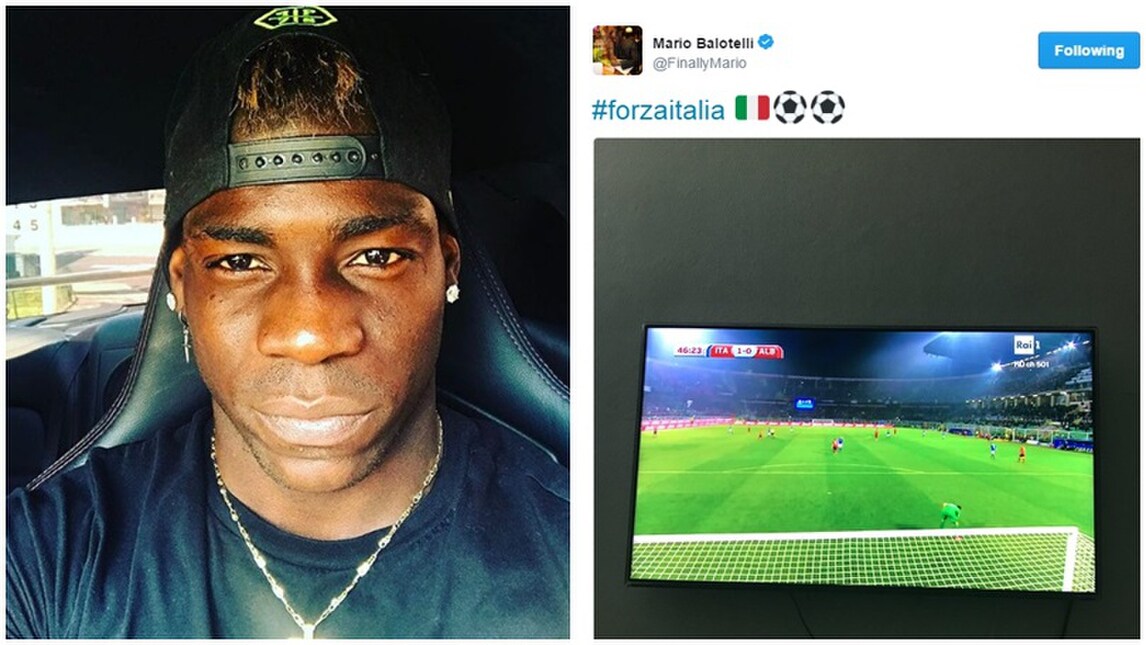 Anche Balotelli davanti alla tv per il match con l'Albania: «Forza Italia»