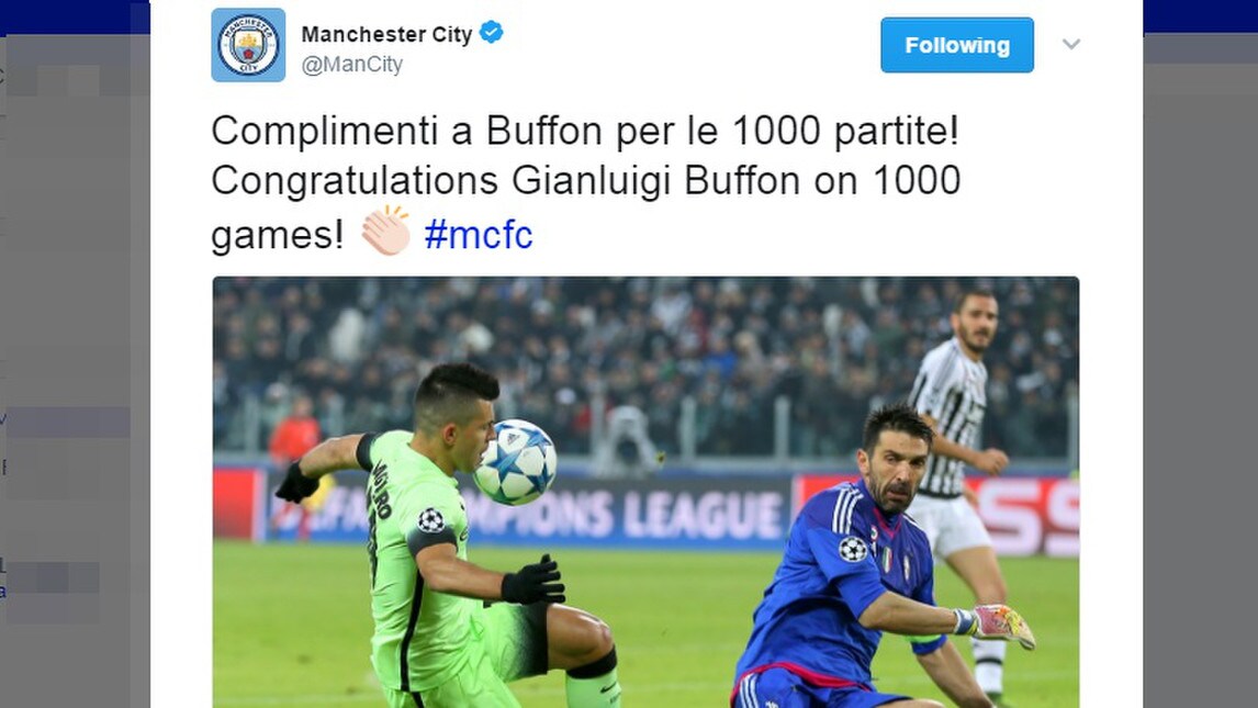 Dal City al Bayern, quanti messaggi per le 1000 partite di Buffon