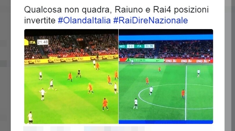 Rai, Olanda-Italia su due canali diversi ma a campi invertiti