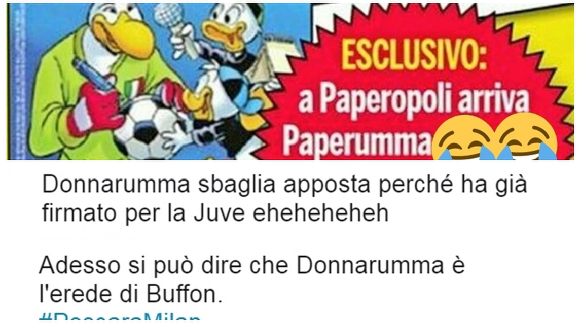Papera di Donnarumma, ed è subito ironia social