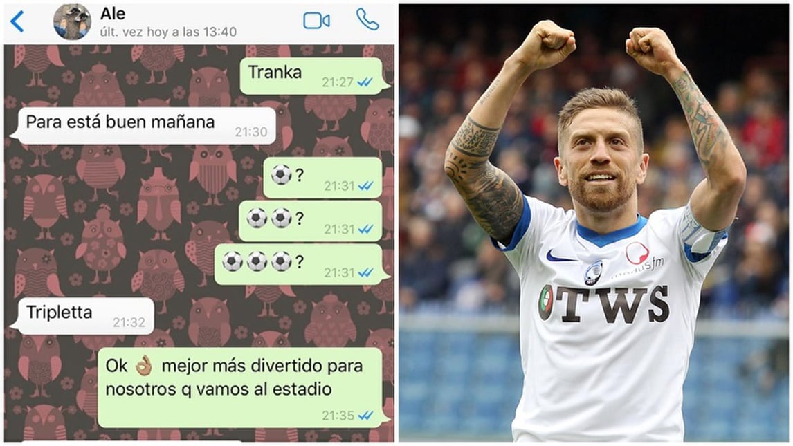 La tripletta? Papu Gomez l'aveva anticipata su WhatsApp