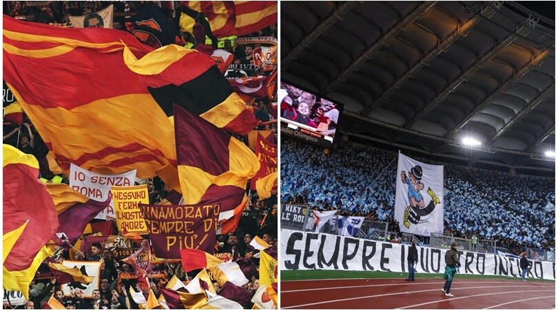 Roma-Lazio, lo spettacolo delle curve per il derby