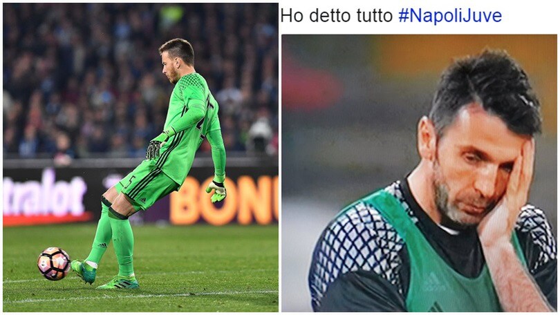 Papera di Neto. E la reazione di Buffon fa il giro del web