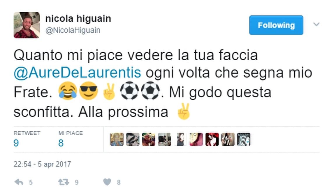 Nicola Higuain: «Quanto godo, De Laurentiis»