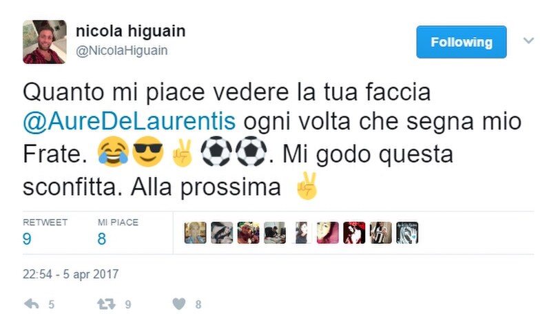 Nicola Higuain: «Quanto godo, De Laurentiis»