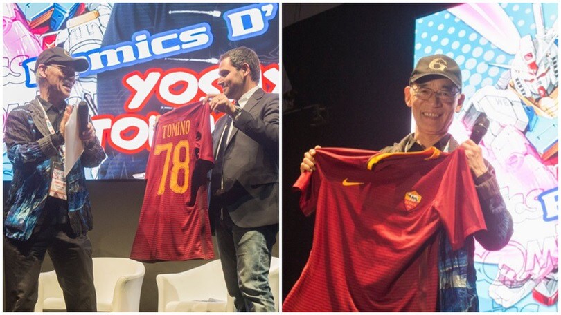 Il padre di Gundam riceve la maglia della Roma