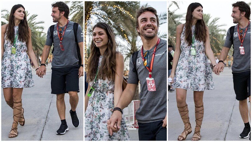 Alonso sorride: in Bahrain mano nella mano con Linda