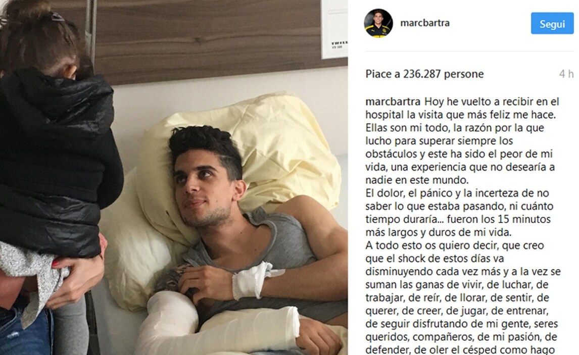 Borussia Dortmund, Bartra: «I 15 minuti più duri della mia vita»