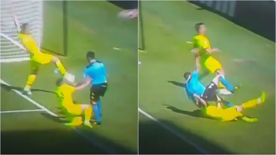 Palermo-Bologna: che fallaccio sull'arbitro di porta!