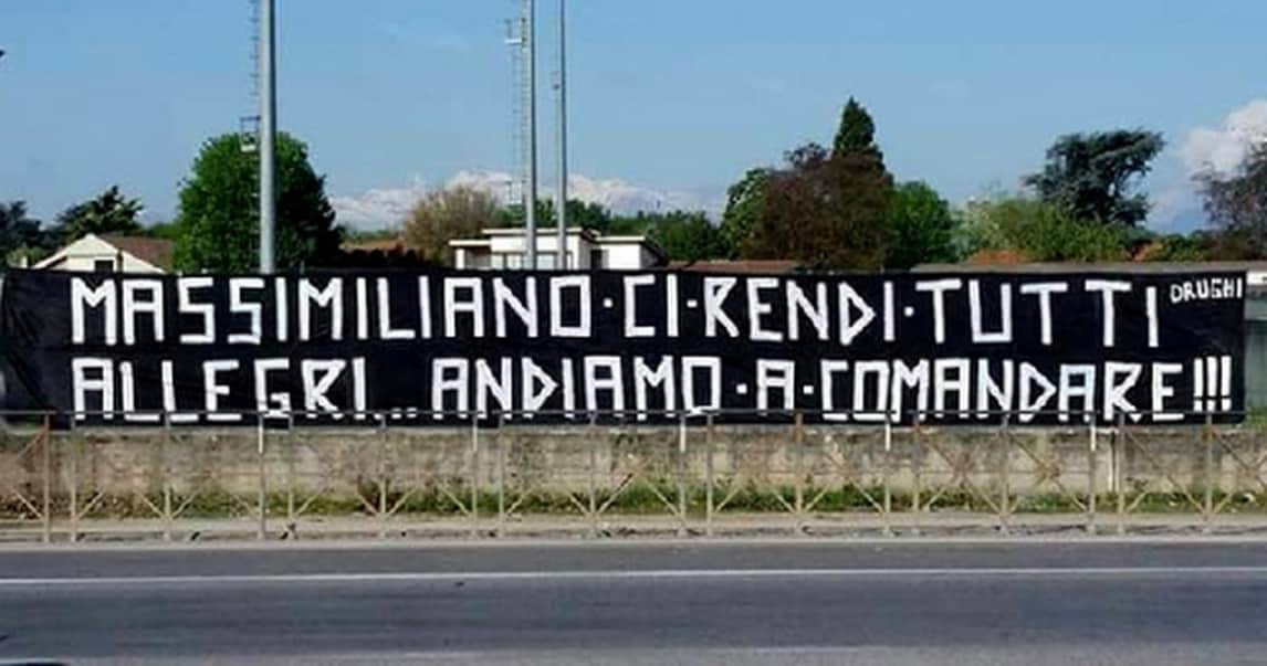 Juventus, striscione per Allegri: «Andiamo a comandare!»