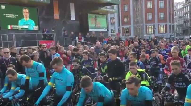 A Liegi l'omaggio a Michele Scarponi: un minuto di silenzio