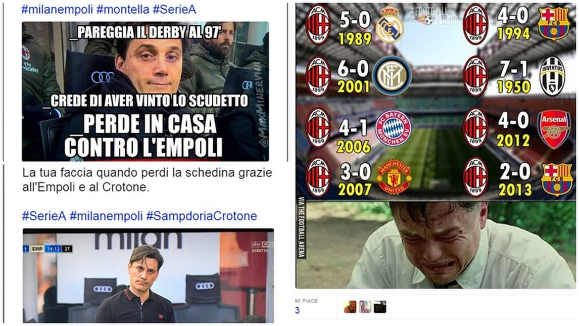 L'Empoli espugna San Siro. Milan, quante ironie sul web!
