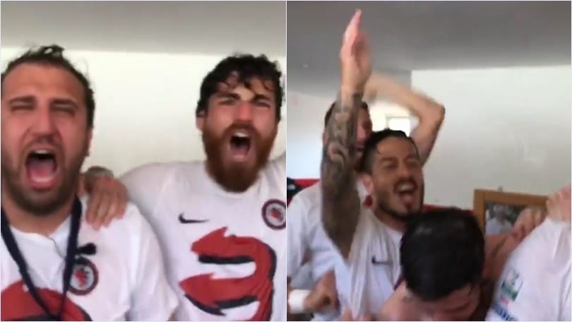 Foggia in Serie B: Pio e Amedeo ultras nella festa in spogliatoio!