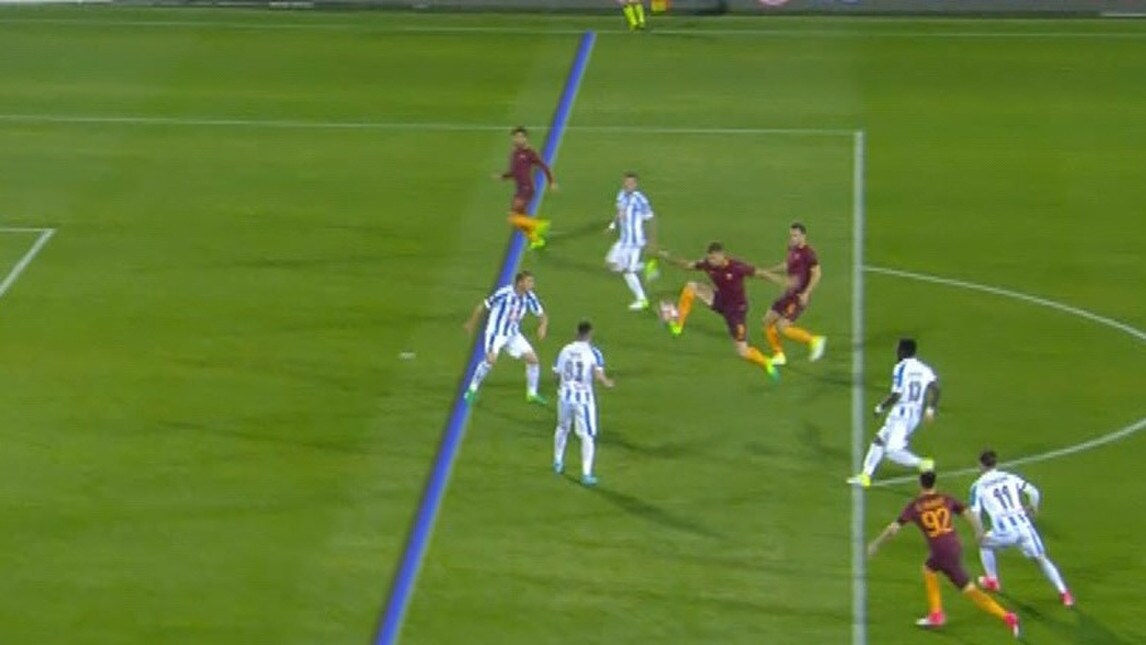 Pescara-Roma, la fotosequenza del gol annullato a Salah