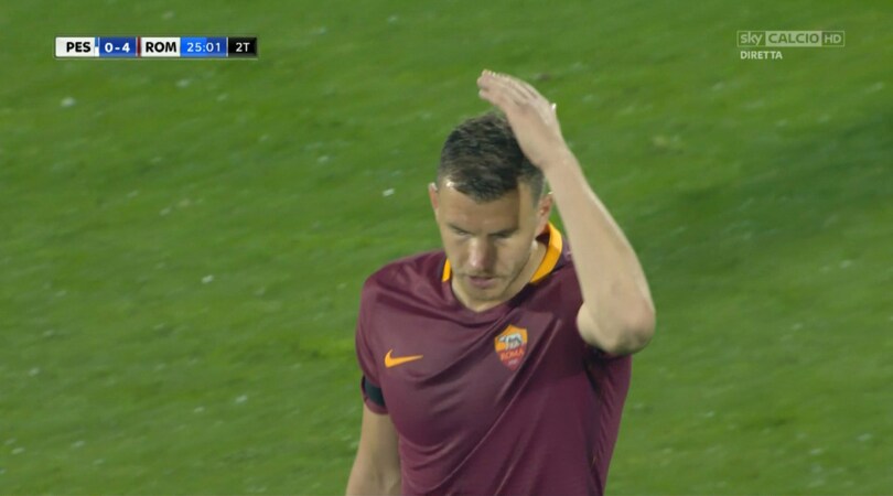 Pescara-Roma, Dzeko si infuria con Spalletti dopo il cambio