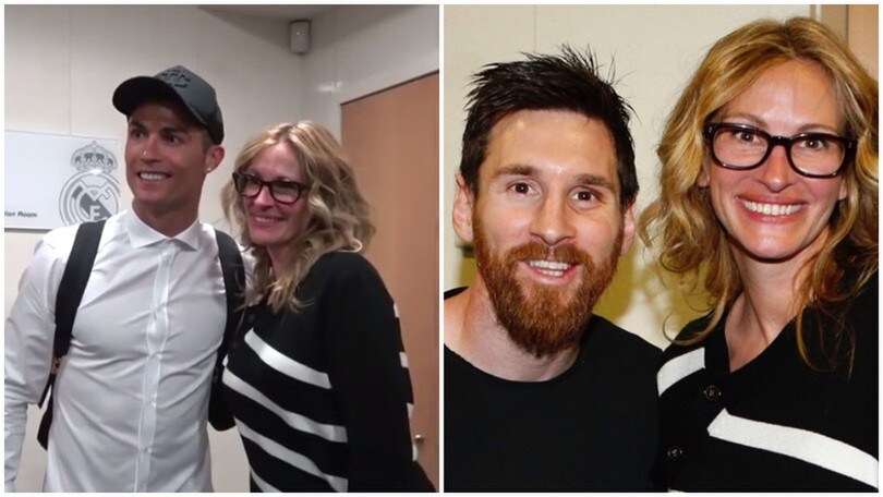 Julia Roberts ospite del Real Madrid ma fa la foto con Messi