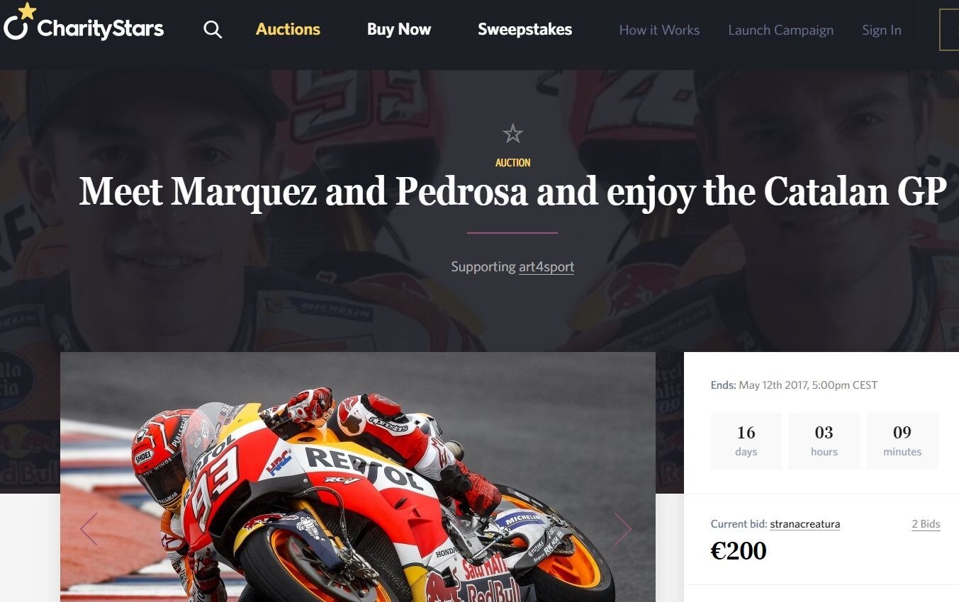 MotoGp: Marquez e Pedrosa in pista per Bebe Vio