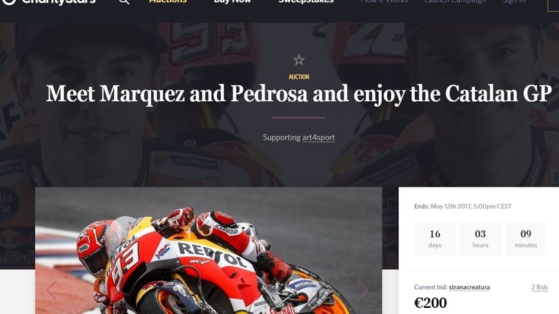 MotoGp: Marquez e Pedrosa in pista per Bebe Vio