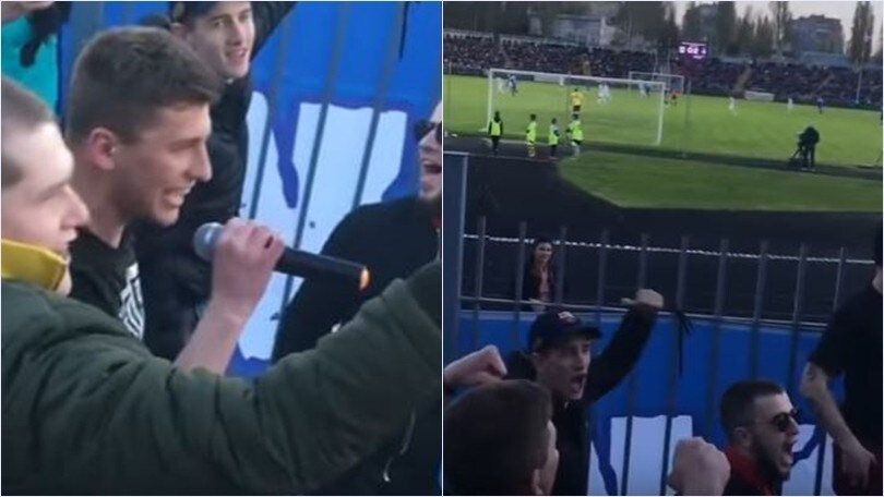 I tifosi ucraini cantano "O sole mio" in curva