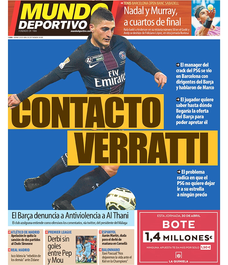Calciomercato, «Verratti-Barcellona: contatto»
