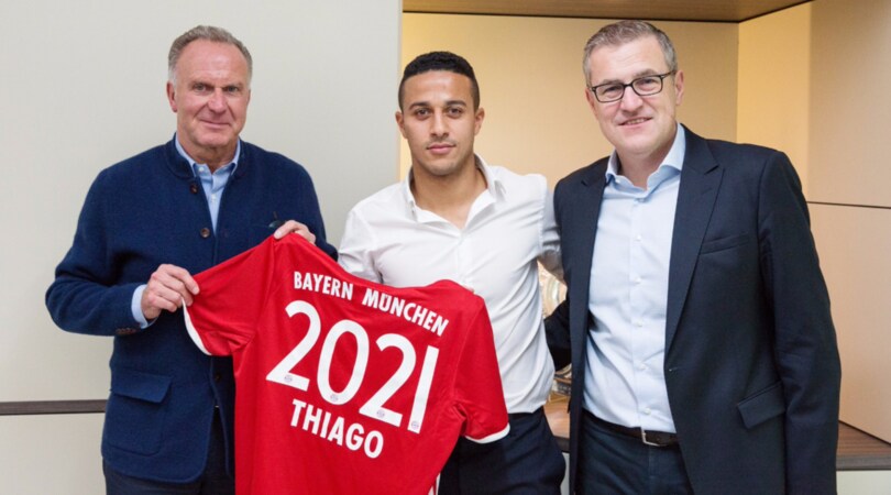 Bayern Monaco, Thiago Alcantara rinnova fino al 2021