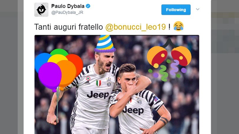 I 30 anni di Bonucci. Dybala gli manda un messaggio speciale