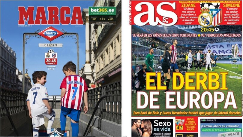 La stampa spagnola esalta Real Madrid-Atletico: «Derby d'Europa»