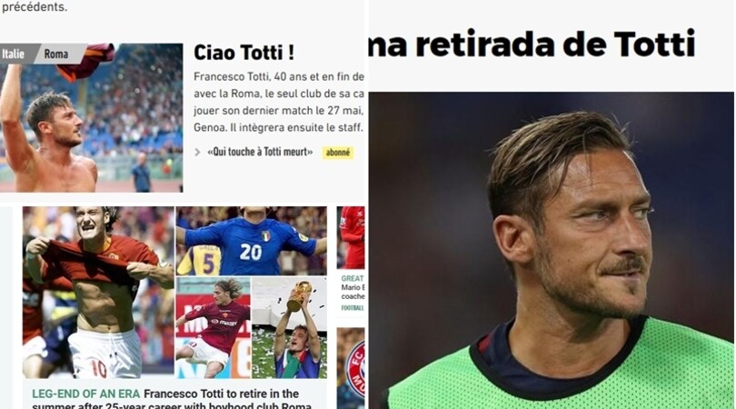 Il mondo ai piedi di Totti: i giornali stranieri celebrano il capitano