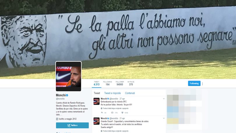 Roma, da Monchi omaggio a Liedholm: «Se la palla l'abbiamo noi...»