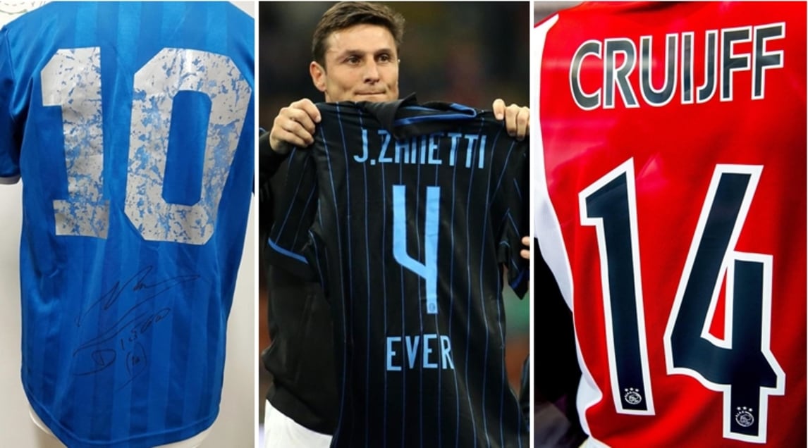 Da Cruyff a Maradona: ecco le maglie dei grandi campioni ritirate
