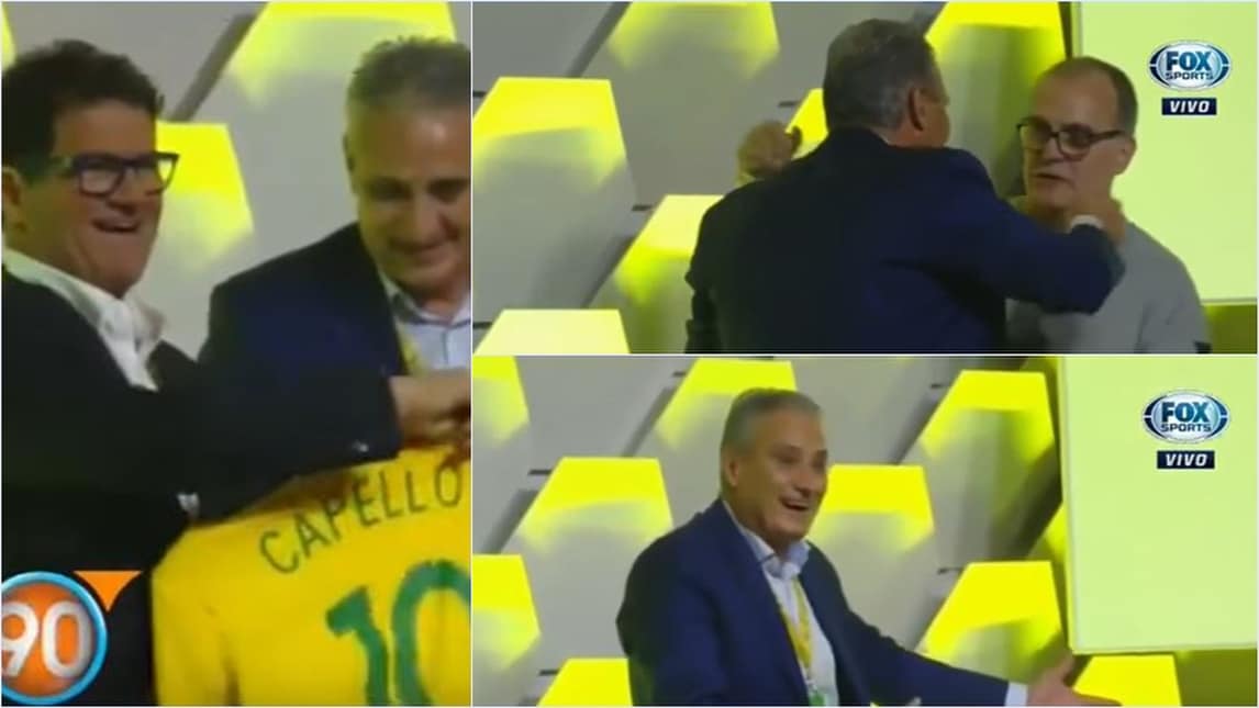 Brasile, foto con la maglia verdeoro: Capello c'è, Bielsa scappa...