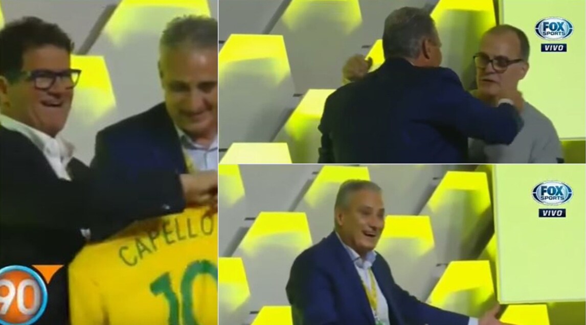 Brasile, foto con la maglia verdeoro: Capello c'è, Bielsa scappa...