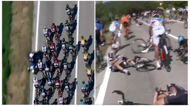 Giro d'Italia: terribile caduta per colpa di una moto ferma a bordo strada