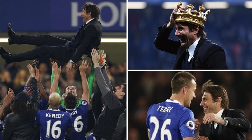 Premier, Chelsea-Watford 4-3: festa per Conte campione e Terry-gol