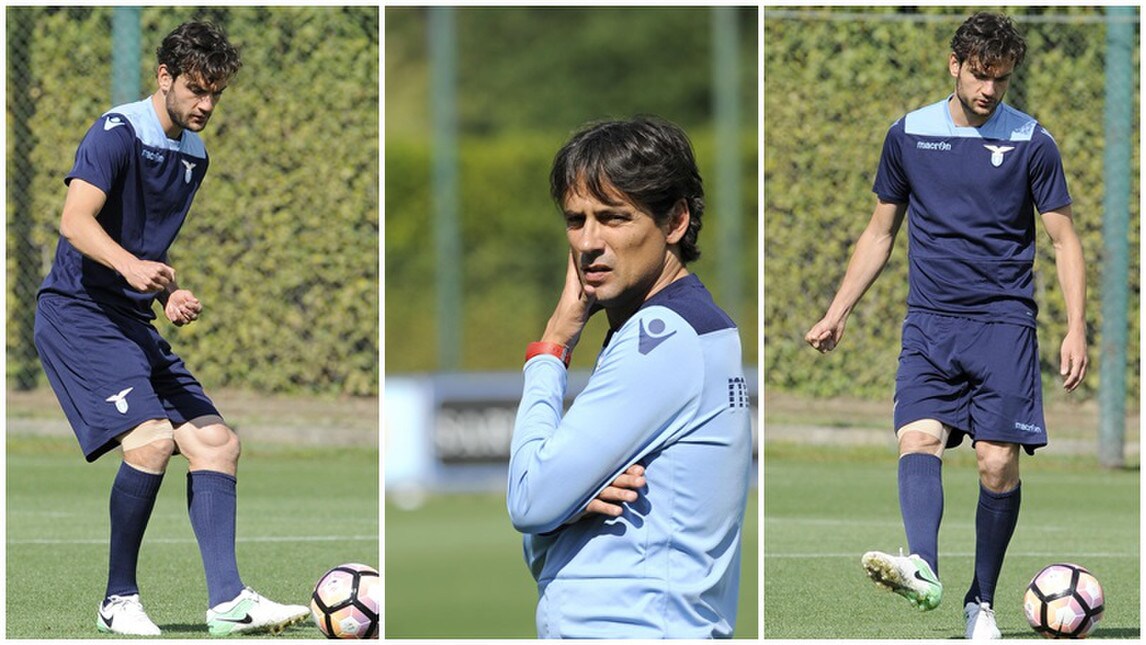 Lazio, rifinitura a Formello: Parolo si allena con il ginocchio fasciato