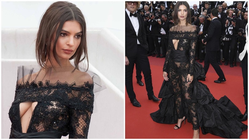 Pizzo e trasparenze, Emily Ratajkowski hot a Cannes