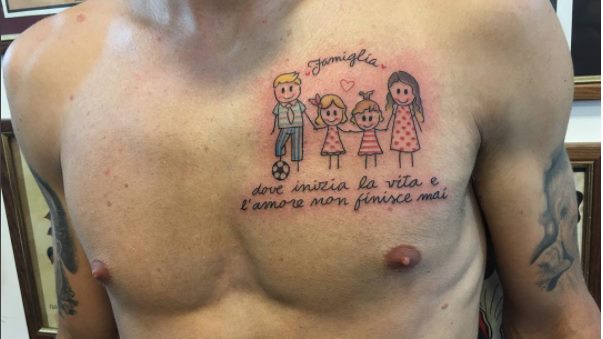 Lazio: Immobile, nuovo tatuaggio dedicato alla famiglia