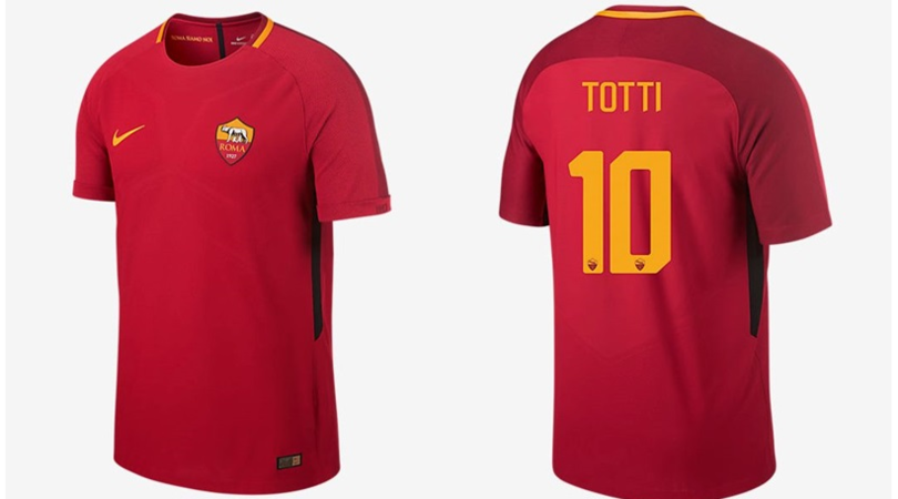 Roma, sul sito Nike la nuova maglia: c'è la 10 di Totti