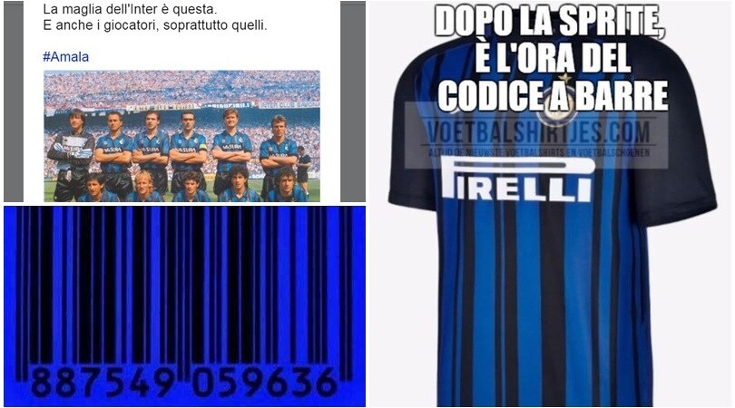 Inter, la nuova maglia scatena i social: «Sembra un codice a barre»