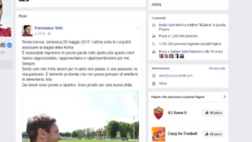 Totti annuncia l'addio alla Roma