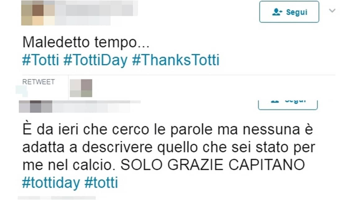 Totti, quanto affetto sui social dopo l'addio!