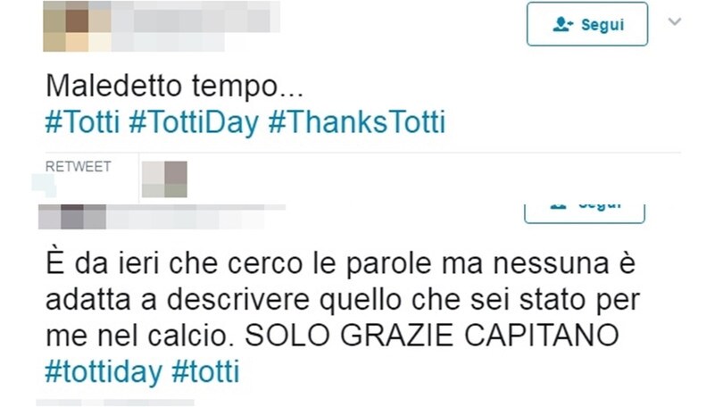 Totti, quanto affetto sui social dopo l'addio!