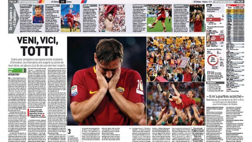 Il mondo piange con Totti: i giornali stranieri celebrano il capitano