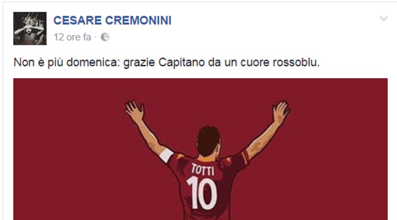 Attori, cantanti, politici, sportivi: tutti salutano Totti