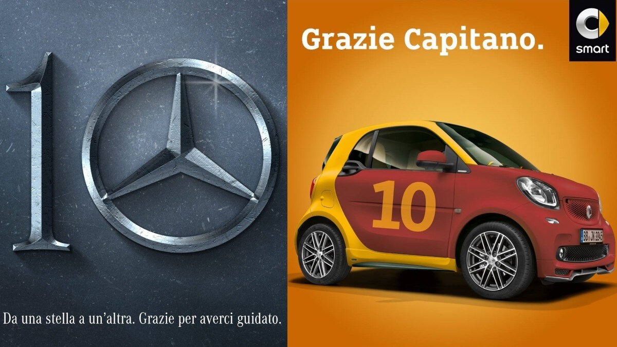 Anche Mercedes Italia ringrazia Totti