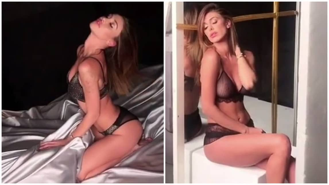 La showgirl argentina, compagna di Andrea Iannone, pubblica su Instagram il video con la lingerie di cui è testimonial e incanta i suoi follower con pose sexy