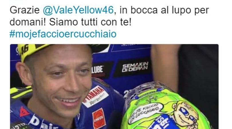 Totti ringrazia Valentino Rossi per il casco: «Siamo tutti con te»