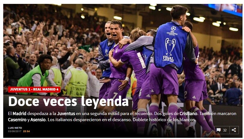 Champions League, la stampa spagnola celebra la vittoria del Real Madrid