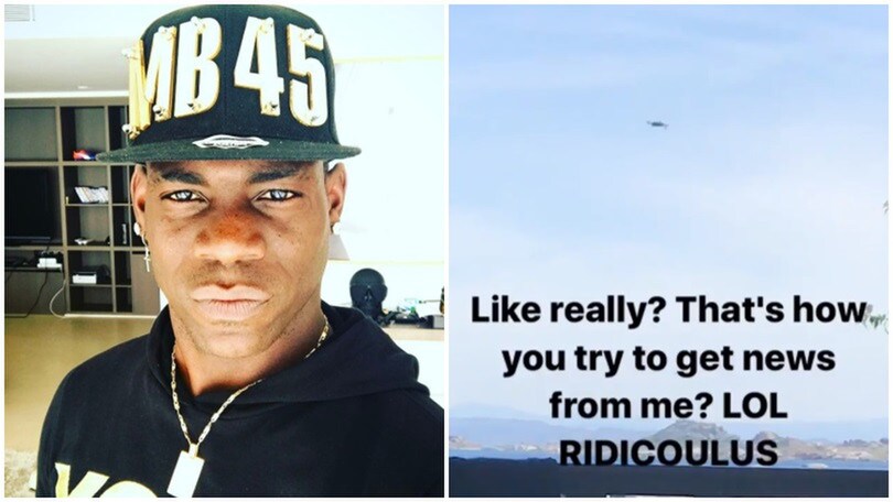 Un drone spia Balotelli? Lui: «Così cercate mie notizie? Ridicoli»